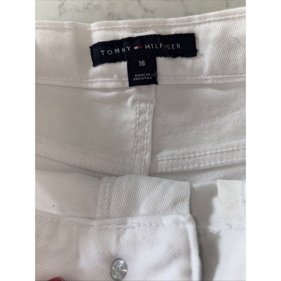 Tommy Hilfiger NWT Girls‎ White Jean Shorts Girls 16 Cotton Adjustable Waist - Picture 3 of 5